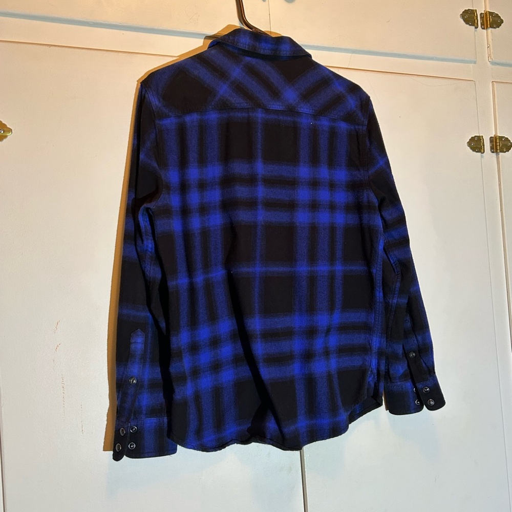 Route 66 Men's Blue and Black Plaid Shirt - Picture 4 of 7